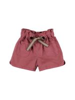 Paper Bag Waist Cotton Blend Shorts