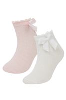 DEFACTO Baby Girl Non-Slip Sole 2-Pack Cotton Long Socks