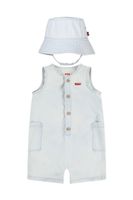 Levi's Detské bavlnené dupačky Levi's LVB DENIM ROMPER & BUCKET HAT