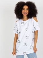 White cotton blouse with heart print