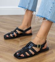Gemre Black closed gladiator sandals Neferta