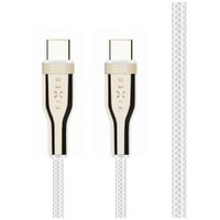 Nabíjecí a datový opletený kabel FIXED s konektory USB-C/USB-C a podporou PD, 1.2 m, USB 2.0, 100W, bílá