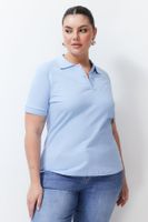 Trendyol Curve Light Blue Polo Neck T-shirt