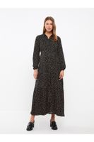 LC Waikiki Polka Dot Long Sleeve Viscose Maternity Dress With Shirt Collar