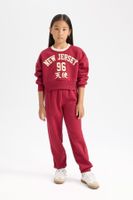 DEFACTO Girls 2 Piece Set Printed Thick Fabric Sweatshirt Top Elastic Waist Jogger Tracksuit Bottoms