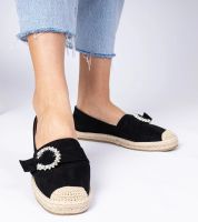 marka niezdefiniowana Black espadrilles with rhinestone decoration Maruta