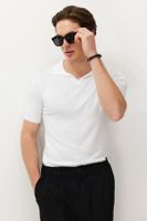 Trendyol White Slim-Tight Fit Basic Knitwear Polo Neck T-Shirt