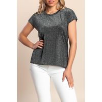 Locker Sitzendes T-Shirt, Schwarz