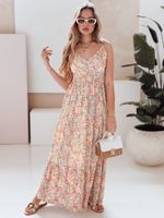 Sukienka maxi FLORALUSH w kwiaty fioletowo-pomarańczowe Dstreet