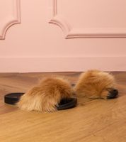 marka niezdefiniowana Brown children's fur slides Malinka