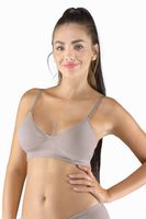 Sportovní podprsenka s vycpávkami Gina 07021P - ECO bambus Hnědo-šedá XL/2XL