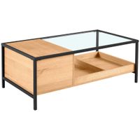 Waldwelt KONFERENČNÝ STOLÍK, číra, čierna, farba duba, drevo, kov, sklo, kompozitné drevo, 110/60/40 cm