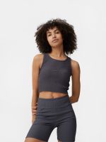 Dámsky crop top z rebrovaného materiálu