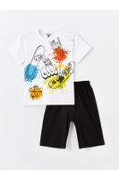 LC Waikiki Crew Neck Printed Short Sleeve Boy's Pajama Set with Shorts