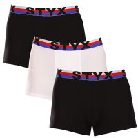 3PACK pánské boxerky Styx sportovní guma vícebarevné trikolóra (3G19001) M