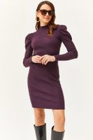 Olalook Women's Damson Half Turtleneck Princess Sleeve Raised Mini Dress