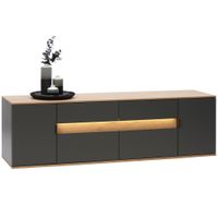 Dieter Knoll NÍZKA KOMODA, antracitová, farba duba, 185,6/56,6/48 cm