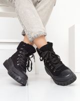 Resti Women's black eco-suede boots with sheepskin Vetic - Footwear