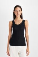 DEFACTO Fall In Love Round Neck Lace Detail Rib Tank Top