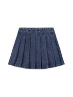 Pleated Cotton Denim Skirt