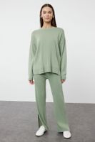 Trendyol Mint Wide Pattern Knitwear Bottom-Top Set