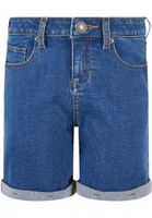 Girls' Organic Stretch Denim Shorts with 5 Pockets Blue