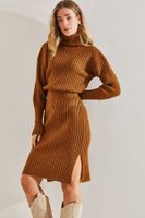 Bianco Lucci Women's Turtleneck Sweater Elastic Waist Dress