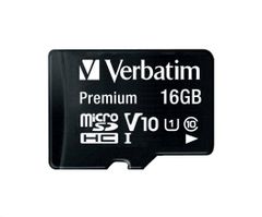 Karta VERBATIM MicroSDHC 16GB Premium, U1 + SD adaptér