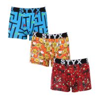 3PACK pánské boxerky Styx art sportovní guma vícebarevné (3G12914) S