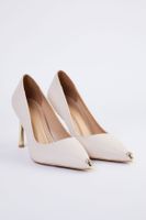 Trendyol Beige Toe Stoned Metal Heel Detailed Women's Thin Heel Stiletto Shoes