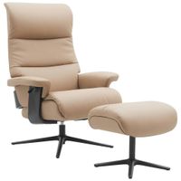 Xora RELAXAČNÉ KRESLO S PODNOŽKOU, kov, textil, koža, čierna, sivohnedá
