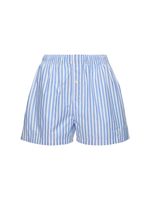 Striped Cotton Blend Poplin Shorts