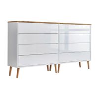 MID.YOU ŠIROKÁ KOMODA, biela, dub artisan, biela s vysokým leskom, 158/86/33 cm