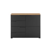 home24 KOMODA, čierna, farba duba, 100/80/40 cm
