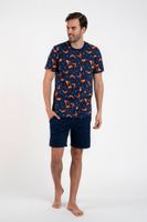 Men's pyjamas Witalis, short sleeves, shorts - print/navy blue