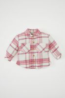 DEFACTO Baby Girl Shirt Collar Plaid Patterned Flannel Long Sleeve Shirt