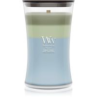 Woodwick Trilogy Verdant Woods dišeča sveča z lesenim stenjem 610 g