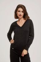 Sweater with metal thread and V-neck