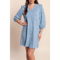 Lockeres Bedrucktes Minikleid, Blau