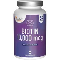 Essentials Biotin 10.000 mcg. Angereichert mit Zink und Selen. Beauty-Komplex für Haare, Haut & Nägel. 30 Kapseln = Nur 1 Kapsel pro Tag | Sensilab