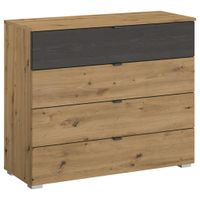 Rauch Möbel KOMODA, čierna, dub artisan, 80/81/42 cm