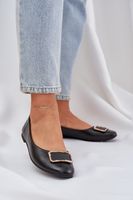 PS1 Eko bőrből készült balerinák díszítéssel fekete Tulnelia