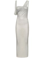 Sheer Jersey Midi Dress W/ Crystals