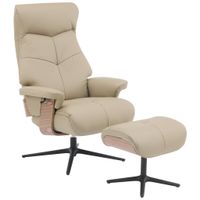 Livetastic RELAXAČNÉ KRESLO S PODNOŽKOU, drevo, textil, koža, taupe