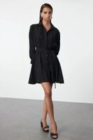 Trendyol Black Belted Mini Woven Shirt Dress