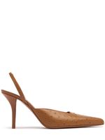 85mm Octavie Ostrich Print Leather Heels