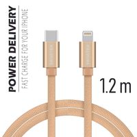 Datový kabel Swissten Textile USB-C/ Lightning 1,2 M,  gold