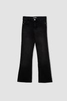 DEFACTO Girl's Flare Fit Bell-bottom Pocket Black Jeans