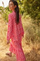 Trendyol Red Floral Half Pat Hem Frilly Lined Woven Dress
