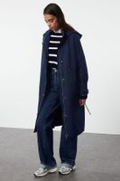 Trendyol Navy Blue Fiber-lined Oversize Thick Trench Coat